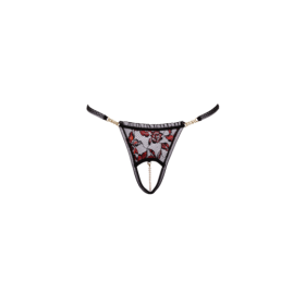 String ouvert dentelle bicolore & perles amovibles - Cottelli